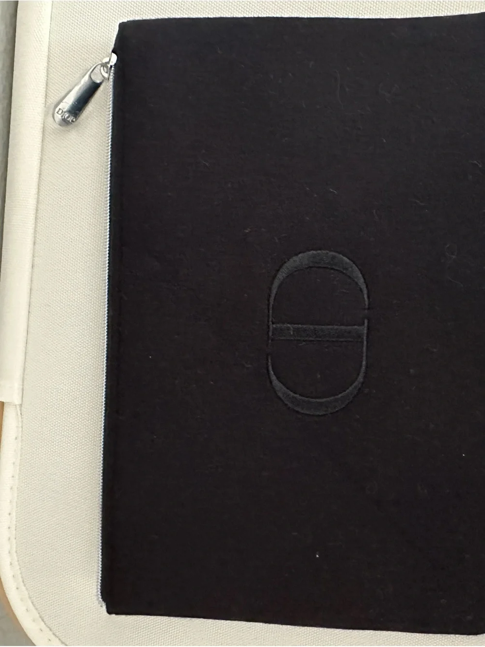 Dior Black CD Zip Pouch and notebook